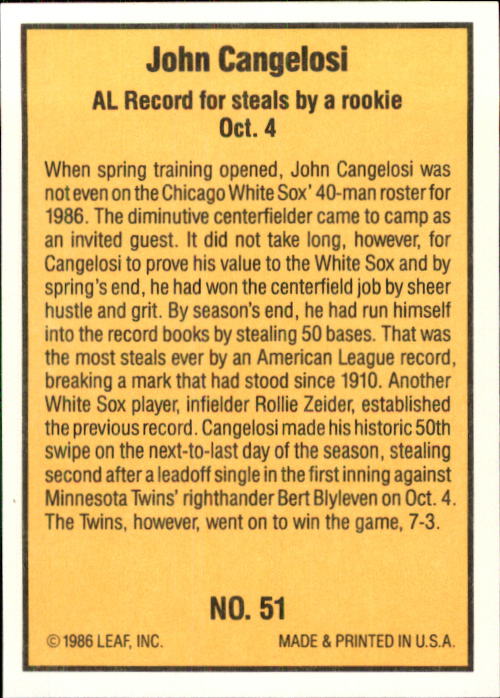 1986 Donruss Highlights Baseball Cards - Picture 101 of 111