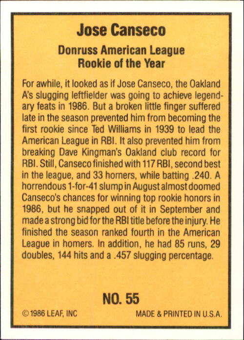 1986 Donruss Highlights Baseball Cards - Picture 109 of 111