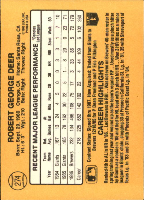 A7218- 1987 Donruss Baseball Cards 248-497 +Rookies -You Pick- 10+ FREE US SHIP - Picture 55 of 501