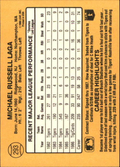 A7218- 1987 Donruss Baseball Cards 248-497 +Rookies -You Pick- 10+ FREE US SHIP - Picture 93 of 501