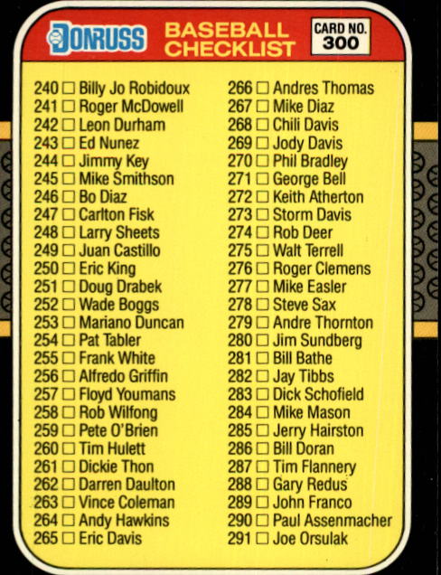A7218- 1987 Donruss Baseball Cards 248-497 +Rookies -You Pick- 10+ FREE US SHIP - Picture 106 of 501
