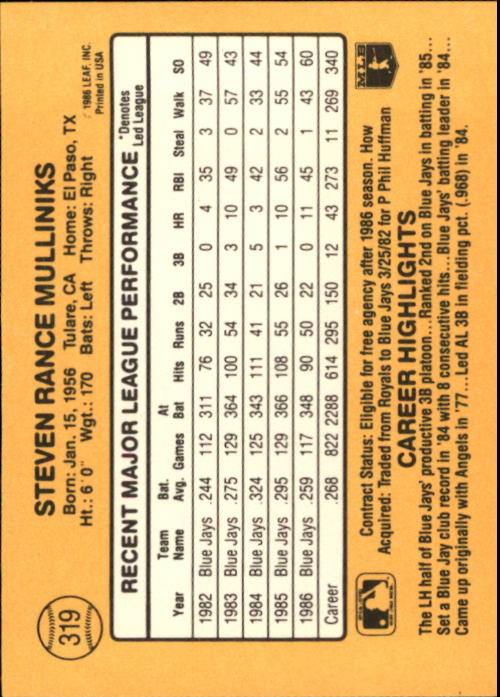 A7218- 1987 Donruss Baseball Cards 248-497 +Rookies -You Pick- 10+ FREE US SHIP - Picture 145 of 501