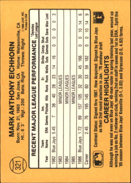 A7218- 1987 Donruss Baseball Cards 248-497 +Rookies -You Pick- 10+ FREE US SHIP - Picture 149 of 501