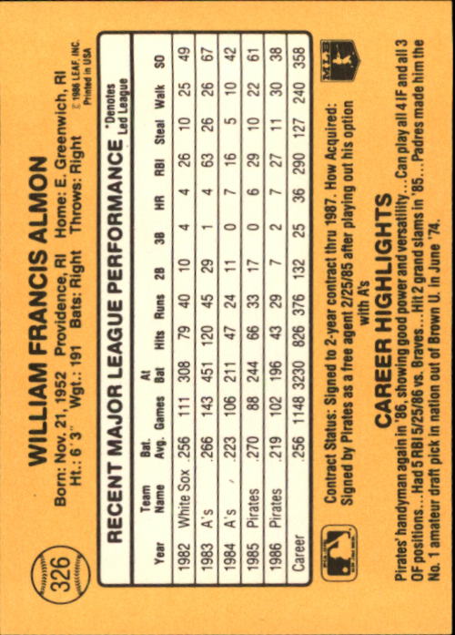 A7218- 1987 Donruss Baseball Cards 248-497 +Rookies -You Pick- 10+ FREE US SHIP - Picture 159 of 501
