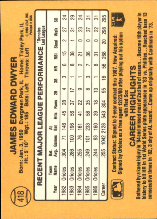 A7218- 1987 Donruss Baseball Cards 248-497 +Rookies -You Pick- 10+ FREE US SHIP - Picture 343 of 501