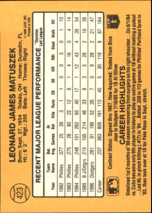 A7218- 1987 Donruss Baseball Cards 248-497 +Rookies -You Pick- 10+ FREE US SHIP - Picture 353 of 501