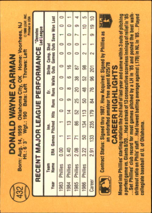 A7218- 1987 Donruss Baseball Cards 248-497 +Rookies -You Pick- 10+ FREE US SHIP - Picture 371 of 501