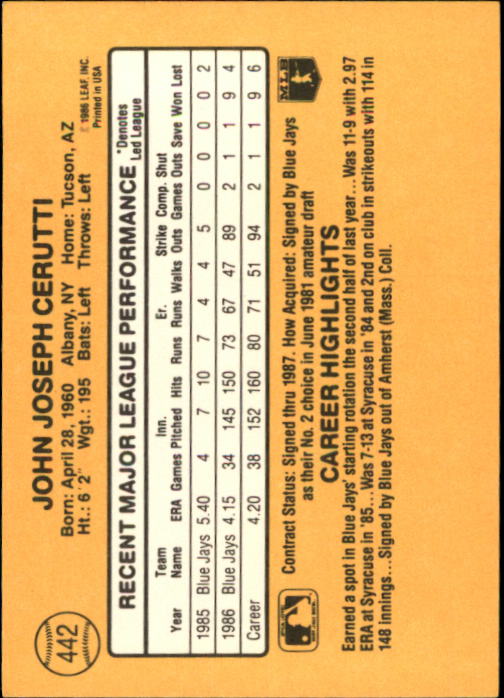 A7218- 1987 Donruss Baseball Cards 248-497 +Rookies -You Pick- 10+ FREE US SHIP - Picture 391 of 501