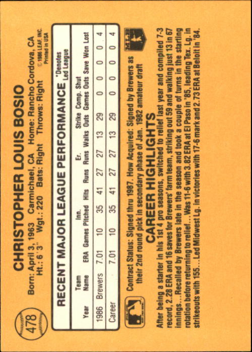 A7218- 1987 Donruss Baseball Cards 248-497 +Rookies -You Pick- 10+ FREE US SHIP - Picture 463 of 501