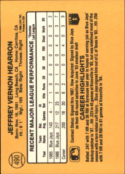 A7218- 1987 Donruss Baseball Cards 248-497 +Rookies -You Pick- 10+ FREE US SHIP - Picture 487 of 501