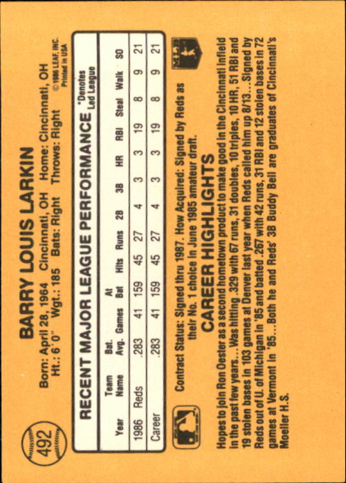A7218- 1987 Donruss Baseball Cards 248-497 +Rookies -You Pick- 10+ FREE US SHIP - Picture 491 of 501