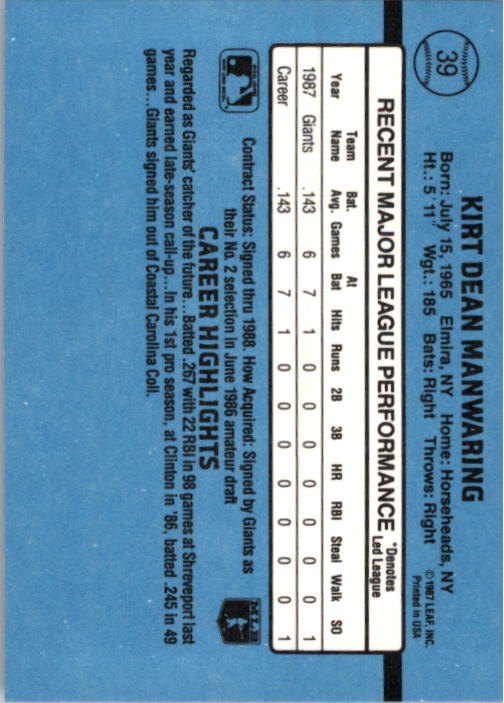 thumbnail 79  - A9178- 1988 Donruss Baseball Cards 1-250 +Rookies -You Pick- 10+ FREE US SHIP