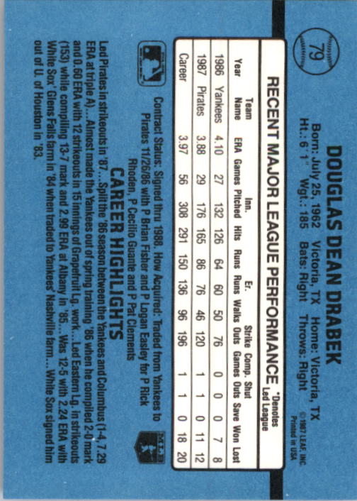 thumbnail 159  - A9178- 1988 Donruss Baseball Cards 1-250 +Rookies -You Pick- 10+ FREE US SHIP