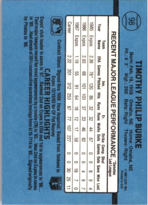 thumbnail 187  - 1988 Donruss Baseball (Cards 1-200) (Pick Your Cards)