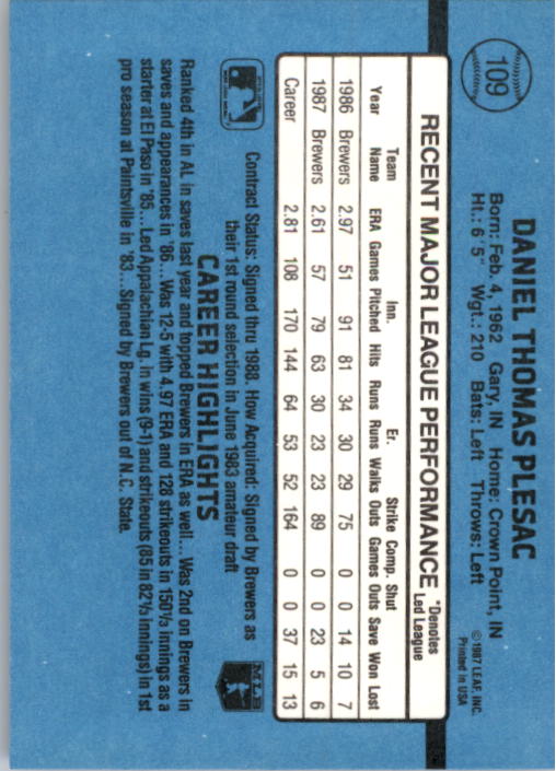 thumbnail 207  - 1988 Donruss Baseball (Cards 1-200) (Pick Your Cards)
