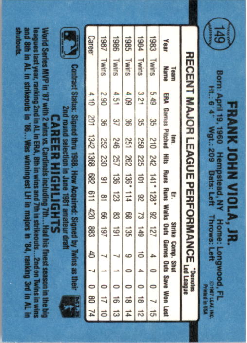 thumbnail 287  - 1988 Donruss Baseball (Cards 1-200) (Pick Your Cards)
