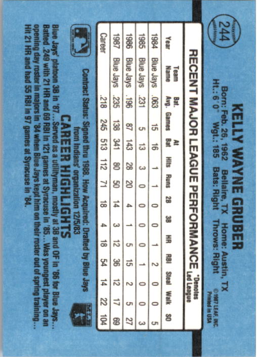 thumbnail 475  - 1988 Donruss Baseball Card Pick 1-248