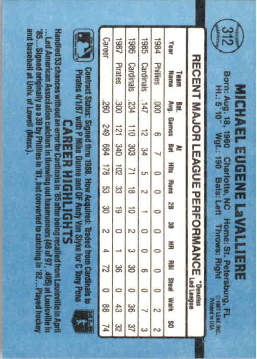 B2120- 1988 Donruss Baseball Cards 249-496 +Rookies -You Pick- 10+ FREE US SHIP - Picture 129 of 497