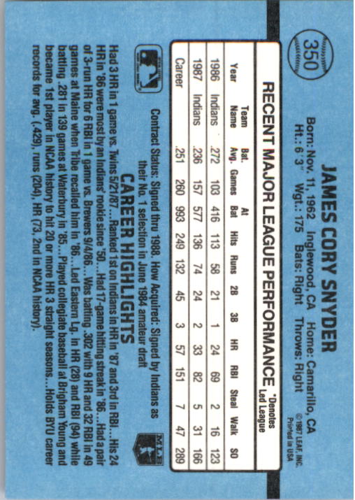 B2120- 1988 Donruss Baseball Cards 249-496 +Rookies -You Pick- 10+ FREE US SHIP - Picture 205 of 497