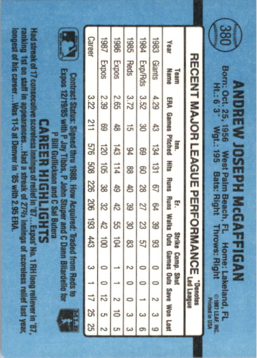 B2120- 1988 Donruss Baseball Cards 249-496 +Rookies -You Pick- 10+ FREE US SHIP - Picture 265 of 497