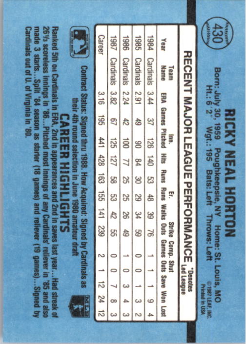 thumbnail 59  - 1988 Donruss Baseball (Cards 401-599) (Pick Your Cards)