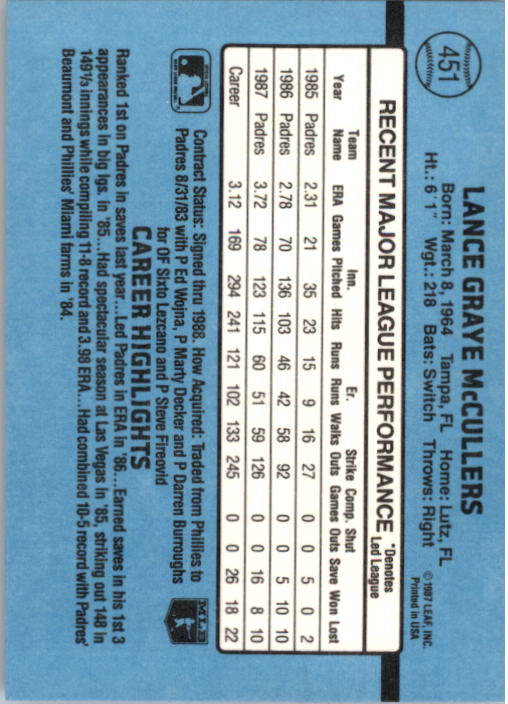 B2120- 1988 Donruss Baseball Cards 249-496 +Rookies -You Pick- 10+ FREE US SHIP - Picture 407 of 497