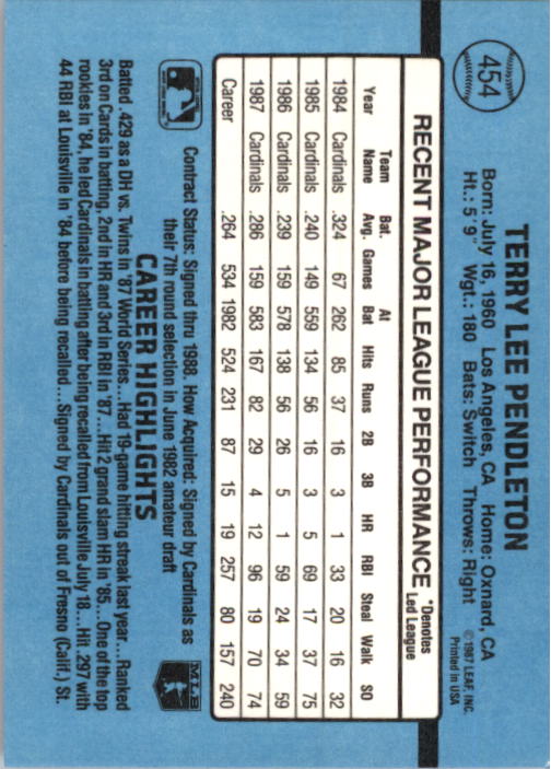 thumbnail 107  - 1988 Donruss Baseball (Cards 401-599) (Pick Your Cards)
