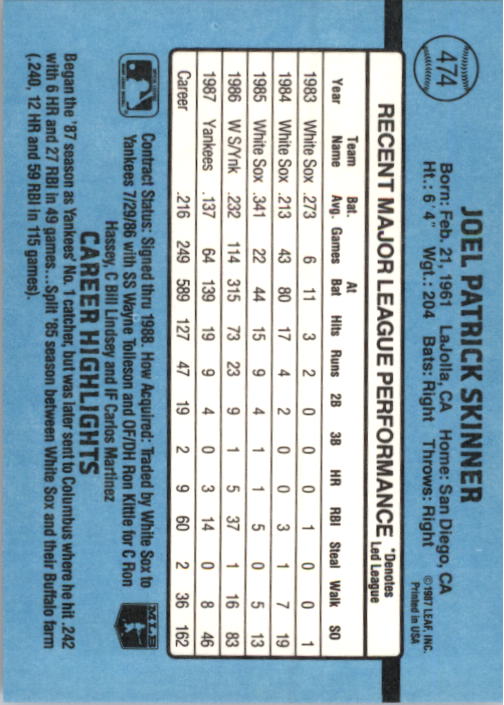 thumbnail 143  - 1988 Donruss Baseball (Cards 401-599) (Pick Your Cards)