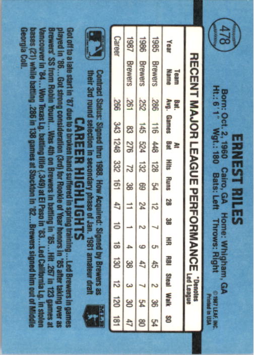 B2120- 1988 Donruss Baseball Cards 249-496 +Rookies -You Pick- 10+ FREE US SHIP - Picture 461 of 497