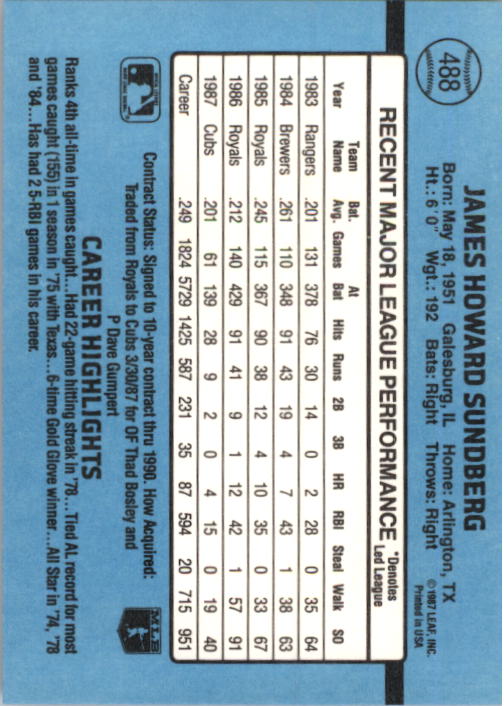 B2120- 1988 Donruss Baseball Cards 249-496 +Rookies -You Pick- 10+ FREE US SHIP - Picture 481 of 497