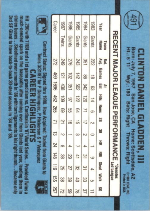 B2120- 1988 Donruss Baseball Cards 249-496 +Rookies -You Pick- 10+ FREE US SHIP - Picture 487 of 497