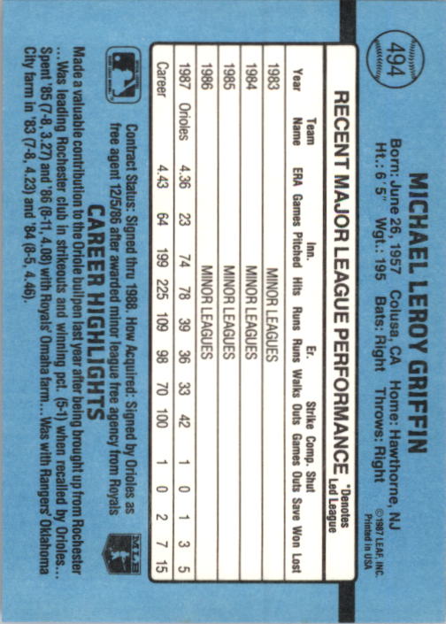 B2120- 1988 Donruss Baseball Cards 249-496 +Rookies -You Pick- 10+ FREE US SHIP - Picture 493 of 497