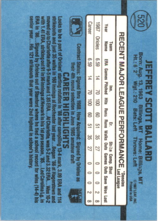 thumbnail 227  - 1988 Donruss Baseball (Cards 401-599) (Pick Your Cards)
