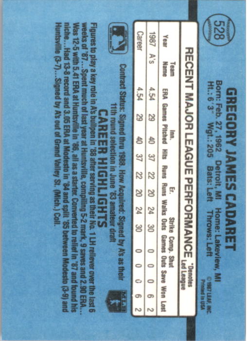 thumbnail 241  - 1988 Donruss Baseball (Cards 401-599) (Pick Your Cards)