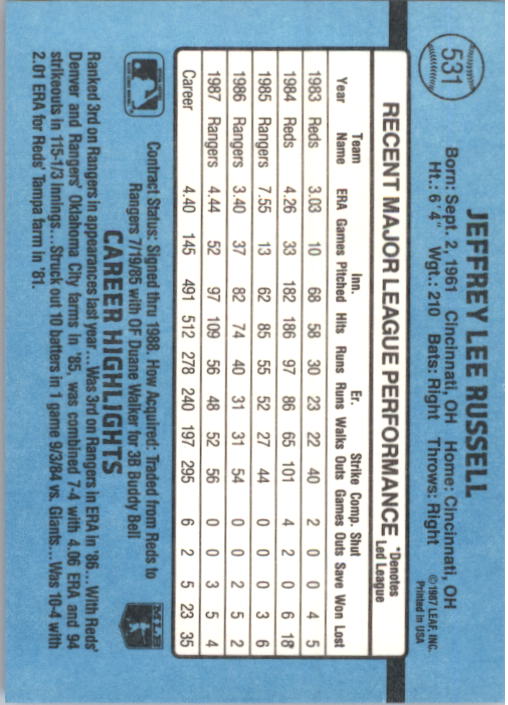 thumbnail 247  - 1988 Donruss Baseball (Cards 401-599) (Pick Your Cards)