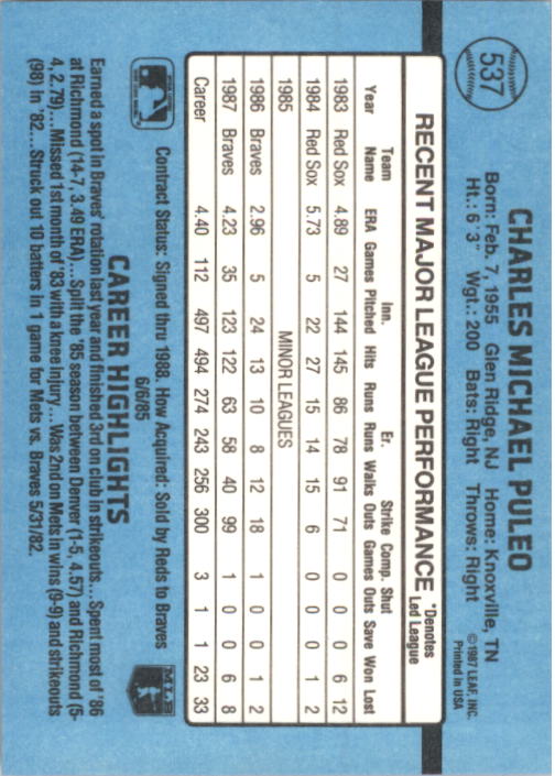 thumbnail 259  - 1988 Donruss Baseball (Cards 401-599) (Pick Your Cards)