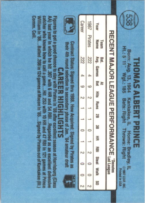 thumbnail 261  - 1988 Donruss Baseball (Cards 401-599) (Pick Your Cards)