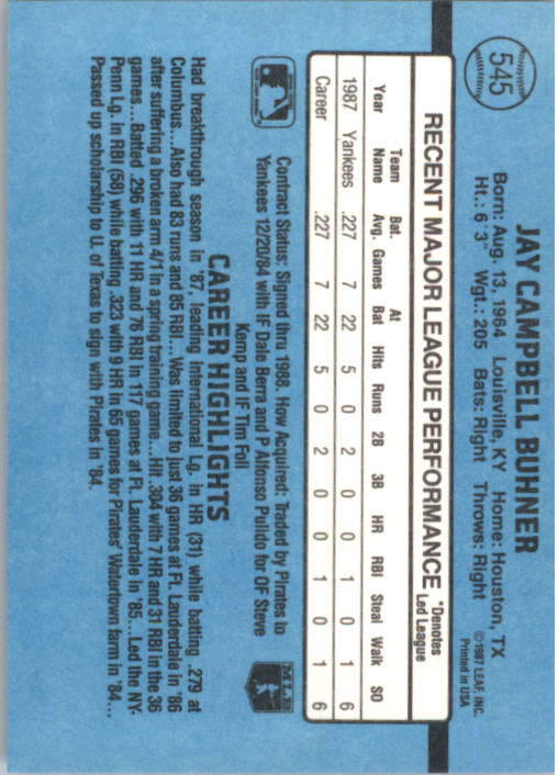 thumbnail 275  - 1988 Donruss Baseball (Cards 401-599) (Pick Your Cards)
