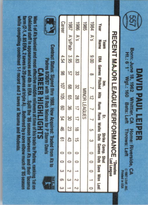 thumbnail 299  - 1988 Donruss Baseball (Cards 401-599) (Pick Your Cards)