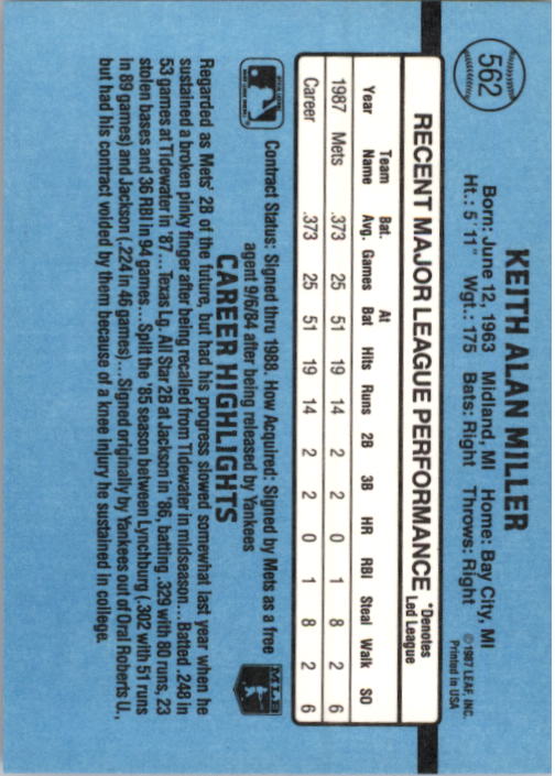 thumbnail 309  - 1988 Donruss Baseball (Cards 401-599) (Pick Your Cards)