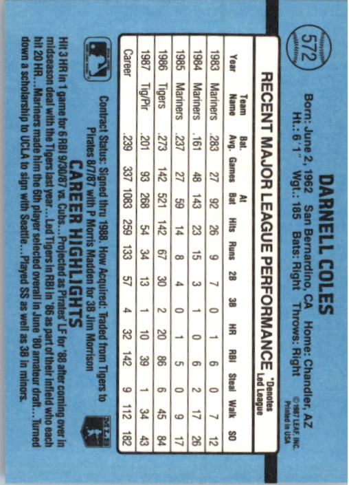 thumbnail 329  - 1988 Donruss Baseball (Cards 401-599) (Pick Your Cards)