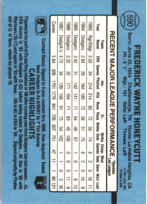 thumbnail 365  - 1988 Donruss Baseball (Cards 401-599) (Pick Your Cards)