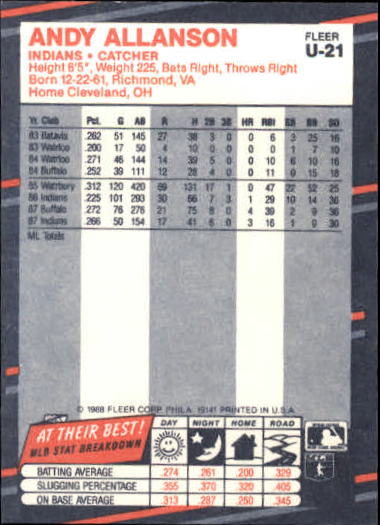 thumbnail 43  - 1988 Fleer Update Baseball #1-132 - Your Choice GOTBASEBALLCARDS