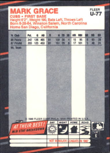 thumbnail 151  - 1988 Fleer Update Baseball #1-132 - Your Choice GOTBASEBALLCARDS