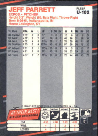 thumbnail 199  - 1988 Fleer Update Baseball #1-132 - Your Choice GOTBASEBALLCARDS