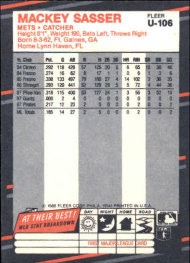 thumbnail 207  - 1988 Fleer Update Baseball #1-132 - Your Choice GOTBASEBALLCARDS