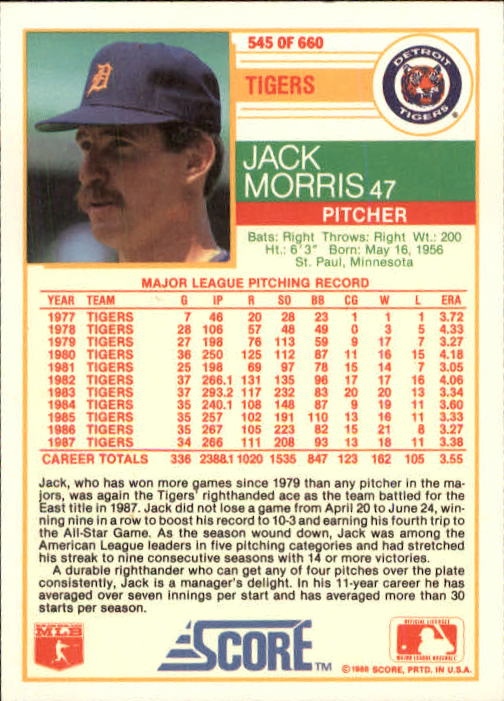 1988 Score Baseball Card Pick 514-660 - Picture 65 of 251