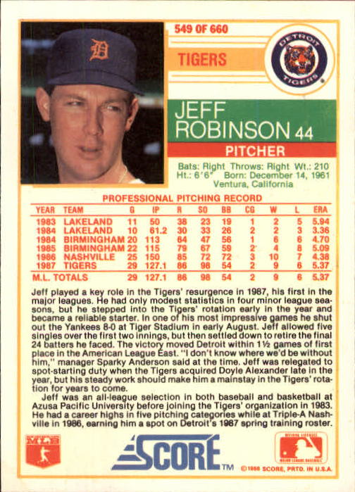 1988 Score Baseball Card Pick 514-660 - Picture 73 of 251