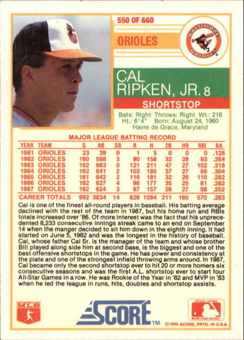 1988 Score Baseball Card Pick 514-660 - Picture 75 of 251