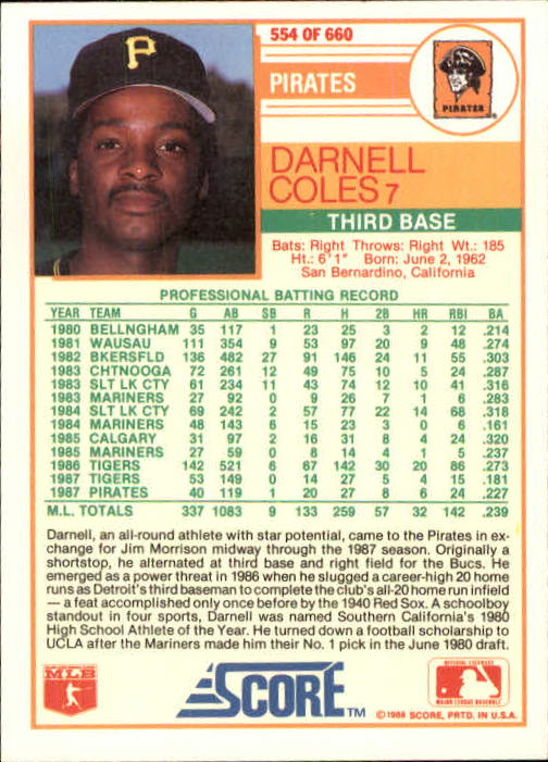 1988 Score Baseball Card Pick 514-660 - Picture 83 of 251